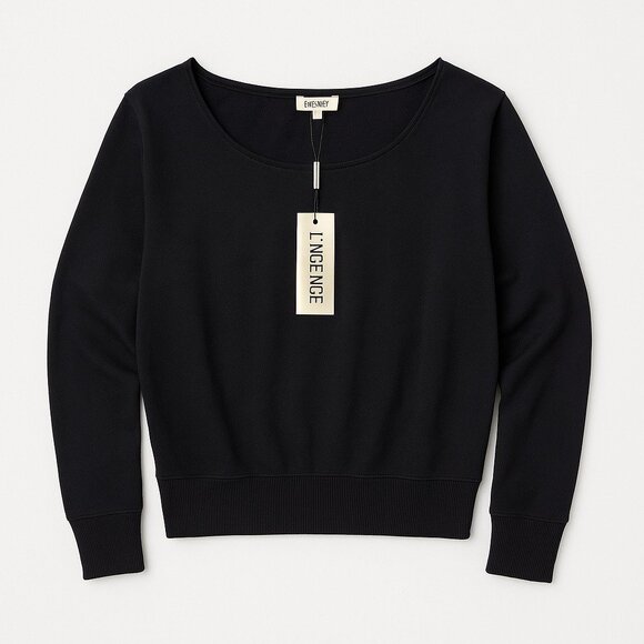 L’AGENCE Kimora Ballet Neck Black Sweatshirt New With Tags Size Small - Picture 14 of 16